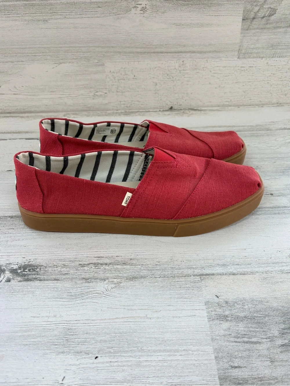 Toms Men’s Size 11 Red Heritage Canvas Espadrille Slip On Shoes